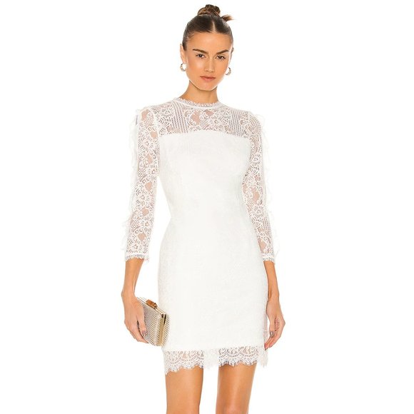 NEW HEARTLOOM Rory Mini Dress in Eggshell Lace White Cream Long Sleeve Medium M - Picture 1 of 8